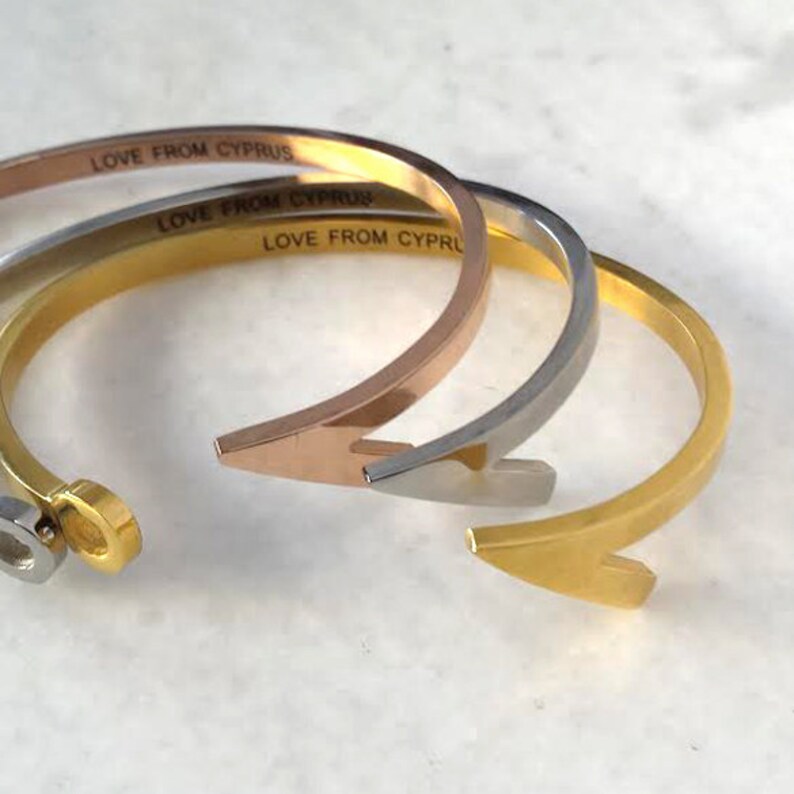 Lovers Totally Hooked cuff stainless steel silver, gold or rose gold plated. Unisex. FREE SHIPPING image 4