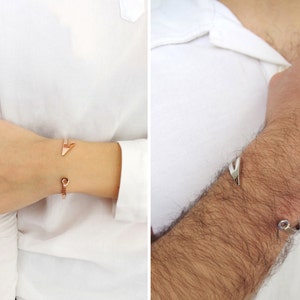 Lovers Totally Hooked cuff stainless steel silver, gold or rose gold plated. Unisex. FREE SHIPPING image 3
