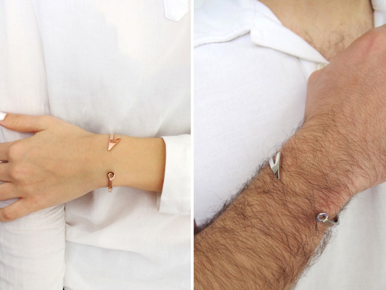 Lovers Totally Hooked cuff stainless steel silver, gold or rose gold plated. Unisex. FREE SHIPPING image 3