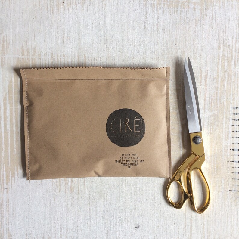 Dark grey Linen pouch pencil case waxed canvas and leather