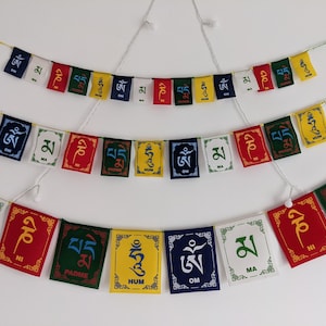 Tibetan Prayer Flags / Om mani pad me hum Meditation Flags,