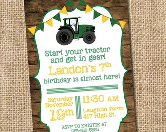 Tractor Birthday Invitation - PRINTABLE