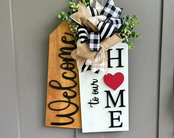 Front Door Decor | Front Door Wreath | Welcome| Holiday Sign  | Interchangeable Sign | Front Door Sign | Door Hanger | Housewarming Gift
