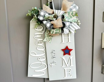 Front Door Decor | Front Door Wreath | Welcome| Holiday Sign  | Interchangeable Sign | Front Door Sign | Door Hanger | Housewarming Gift