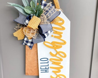 3D Lettering | Front Door Decor | Tag Door Hanger | Front Door Wreath | Hello Sunshine | Front Door Sign | Door Hanger | Housewarming Gift