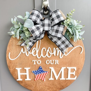 Front Door Decor | Front Door Wreath | Welcome To Our Home | Interchangeable Sign | Front Door Sign | Door Hanger | Housewarming Gift
