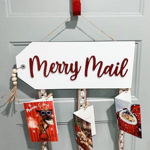 3D | Merry Christmas | Merry Mail | Christmas Card Holder | Card Display | Christmas Wreath | Christmas Decor | Door Hanger | Home Decor