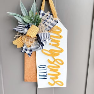 3D Lettering | Front Door Decor | Tag Door Hanger | Front Door Wreath | Hello Sunshine | Front Door Sign | Door Hanger | Housewarming Gift