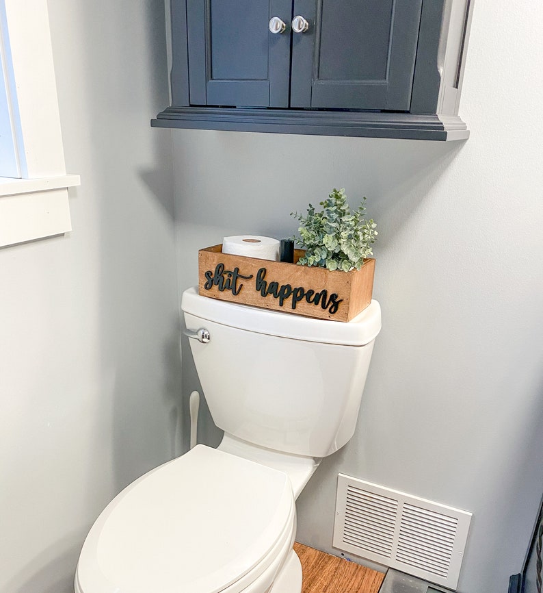 Shit Happens Funny Bathroom Decor Toilet Paper Holder Etsy