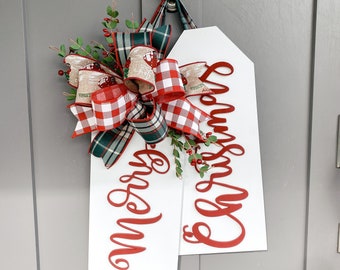 Christmas Front Door Decor | Tag Door Hanger | Christmas Wreath | Christmas Decor | Door Hanger | Door Wreath | Housewarming Gift