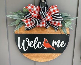 Cardinal Front Door Decor | Welcome | Wreath | Year Round Wreath | Door Hanger | Front Door Wreath | Housewarming Gift | Home Decor