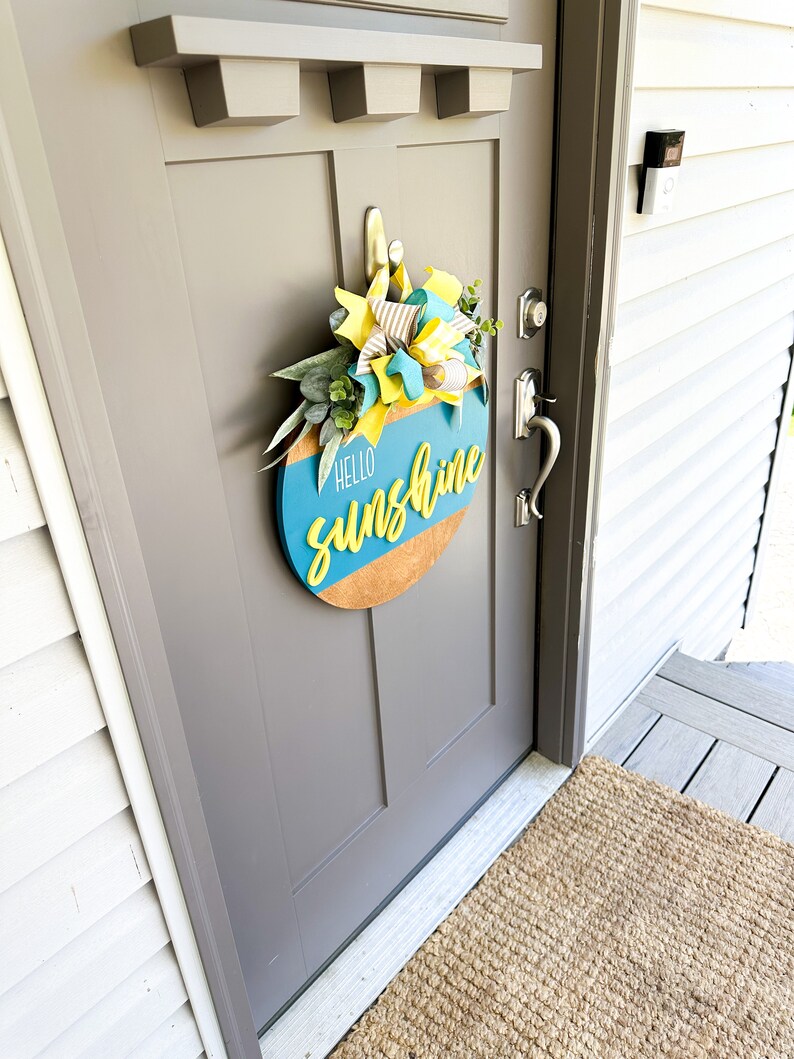Hello Sunshine Wood Door Hanger Summer Front Door Decor - Etsy