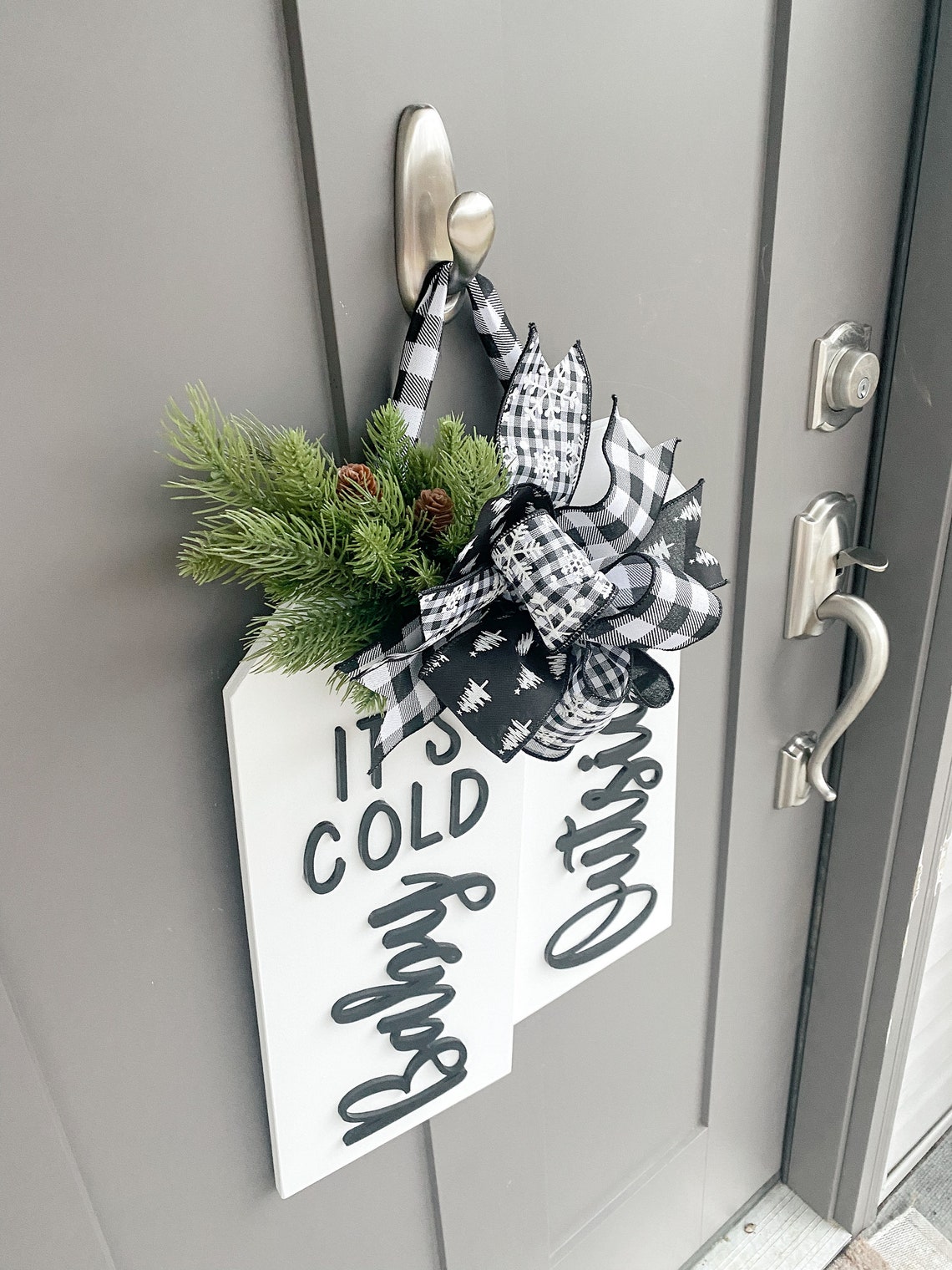 Winter Front Door Decor | Tag Door Hanger | Christmas Wreath | Baby It ...