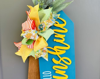 3D Lettering | Front Door Decor | Tag Door Hanger | Front Door Wreath | Hello Sunshine | Front Door Sign | Door Hanger | Housewarming Gift
