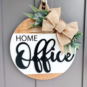 Front Door Decor | Home Office | Round Wood Sign | Front Door Wreath | Wood Door Hanger | Farmhouse | 3D Lettering | Housewarming Gift