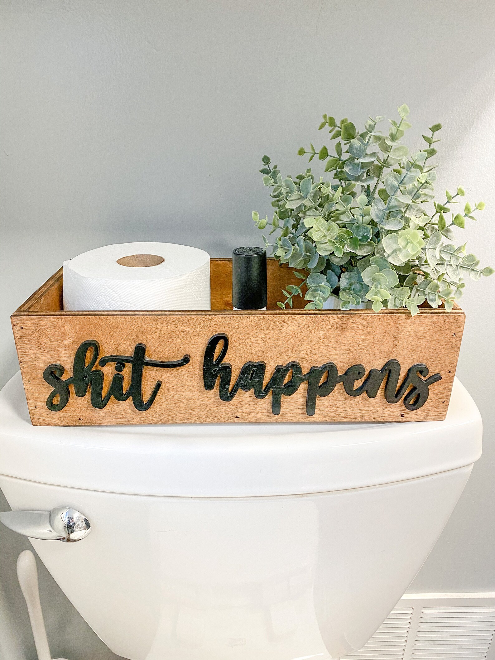 Shit Happens Funny Bathroom Decor Toilet Paper Holder Etsy