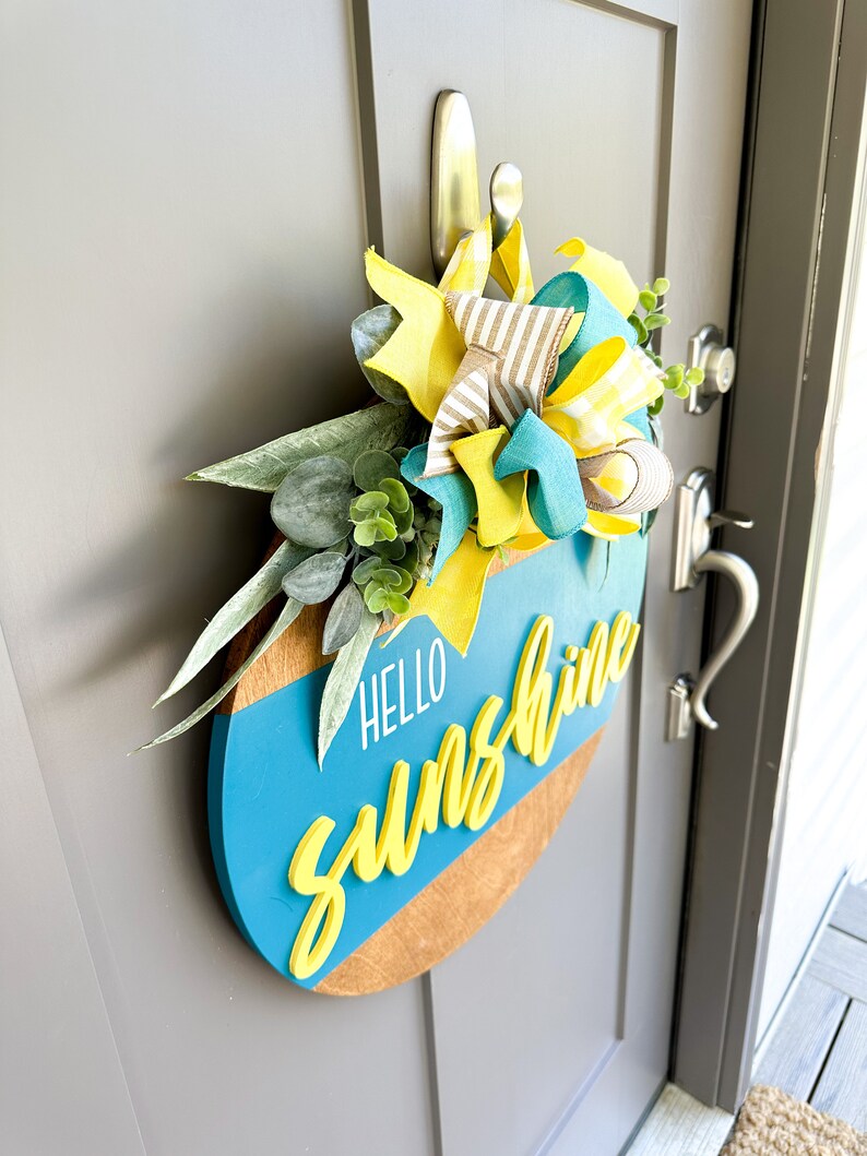 Hello Sunshine Wood Door Hanger Summer Front Door Decor - Etsy