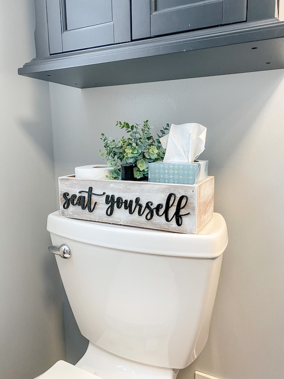 3d Please seat yourself toilet box - Rustic Toilet Paper Holder
