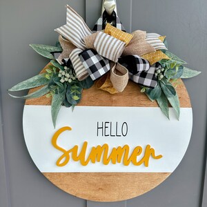 Hello Summer | Wood Door Hanger | Summer Front Door Decor | Summer Door Hanger | Farmhouse Decor | 3D Lettering