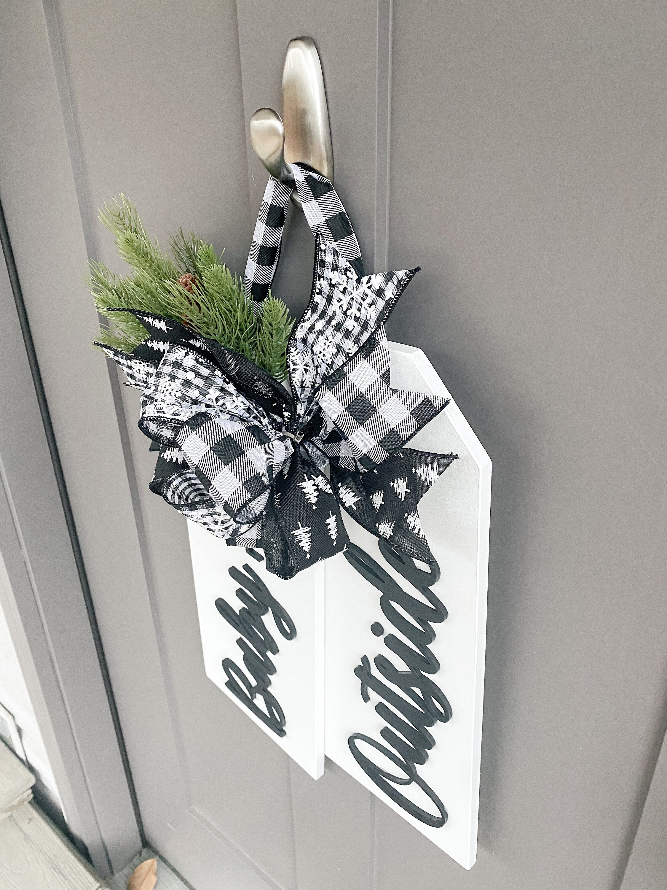 Winter Front Door Decor | Tag Door Hanger | Christmas Wreath | Baby It ...