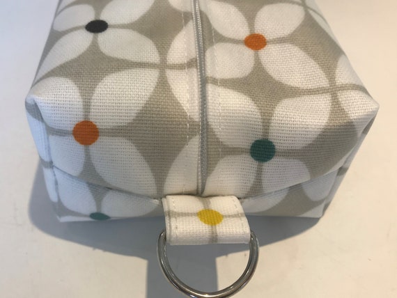 Zipped Matt Oilcloth baby wipes pouchcover made in Scandi Design Azure.