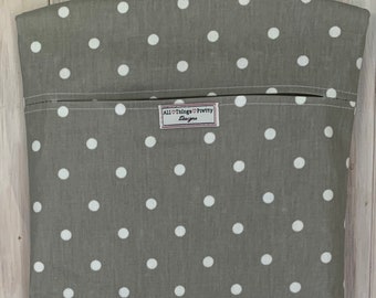 Peg Bag - Dotty Spotty  Vellum Grey  quality Matt Oilcloth fabric. Wipe clean.