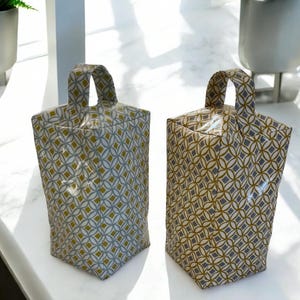 Geometric Oilcloth Doorstop: Modern Home Decor (Unfilled)