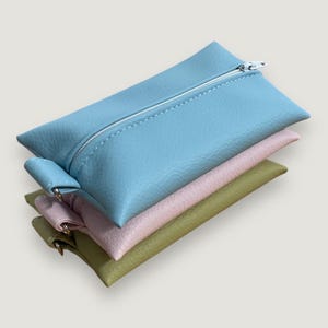 Faux Leather Pocket Tissue Holder: Pastel Travel Case with D-Ring