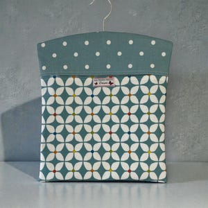 Sac à pinces - Scandi Design - Tissu en toile cirée mat. Zap Azure & Dotty Azure Blue.