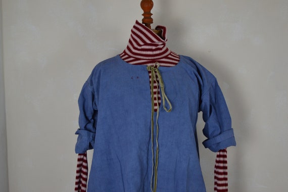 Antique French chanvre hemp chemise dress. Dyed 'w