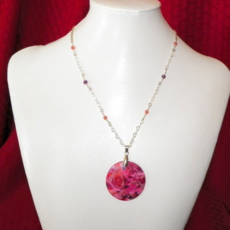 Pink Fuchsia Purple and Lilac Sea Float Glass Necklace With - Etsy