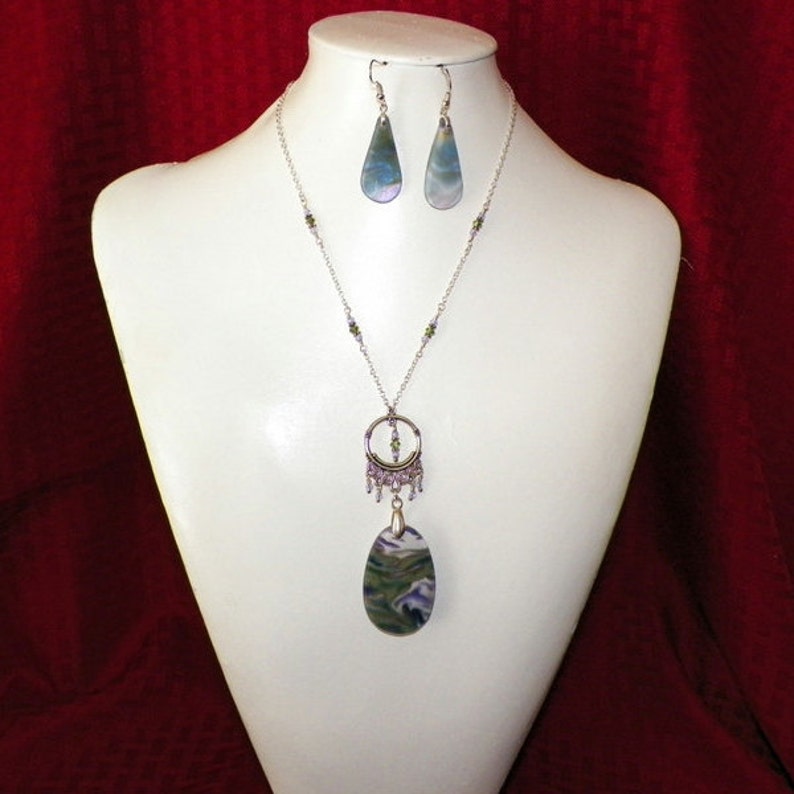 Handblown Glass Necklace and Earrings in Shades of Purple Etsy