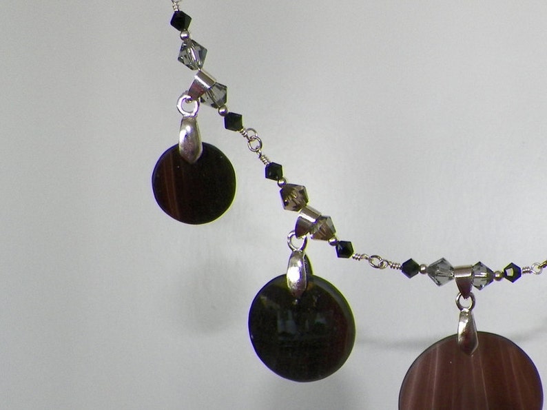 Black blown glass bib necklace and earring set