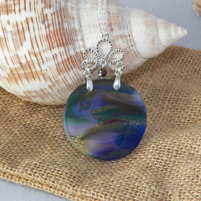 Multicolored round float glass necklace image 1
