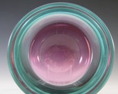 Murano Sommerso Pink Turquoise Cased Glass Geode Bowl