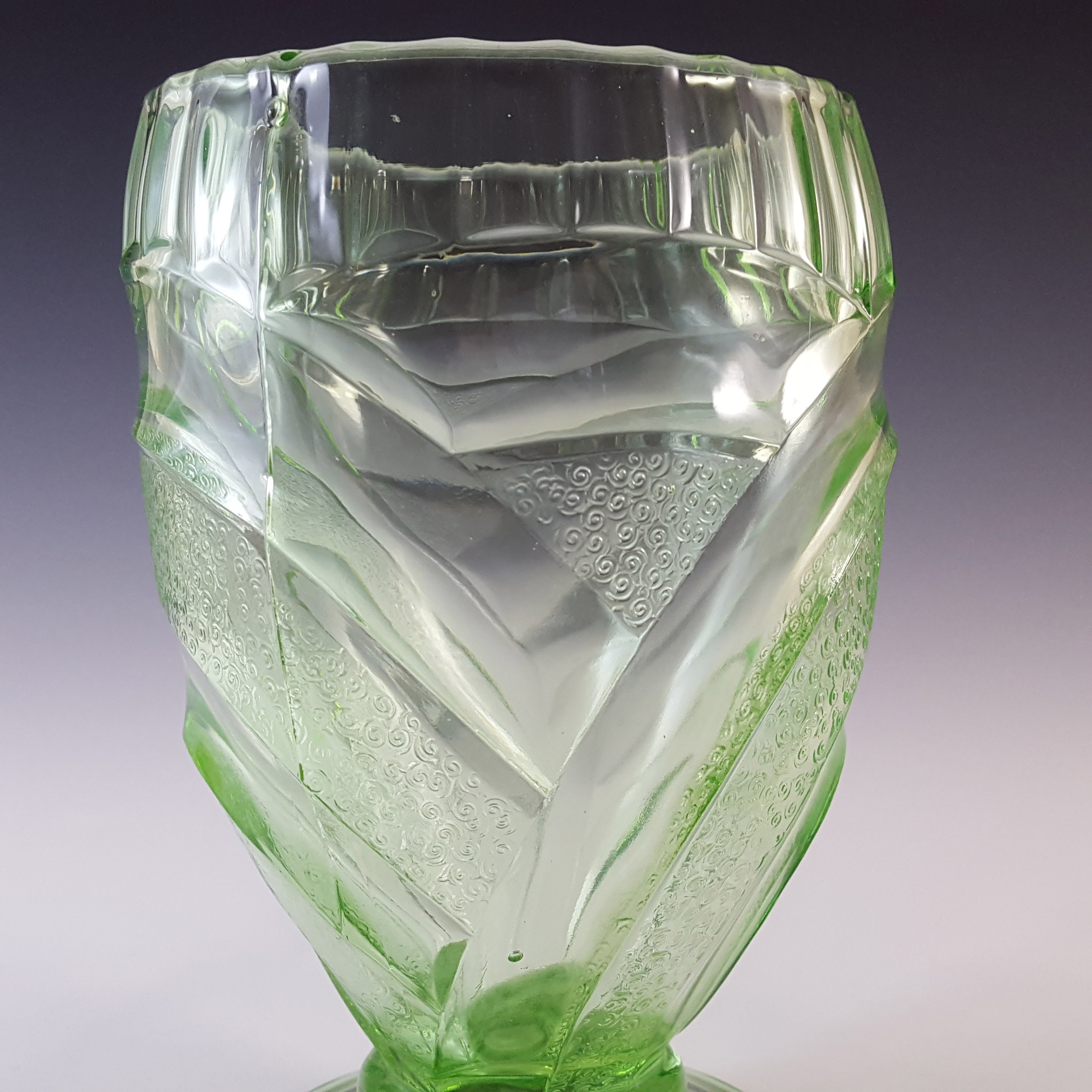 Sowerby 2616 Art Deco Vintage Green Glass Celery Vase Etsy
