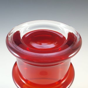 Riihimaki 1532 Riihimaen Lasi Oy Red Hooped Cased Glass Vase image 6