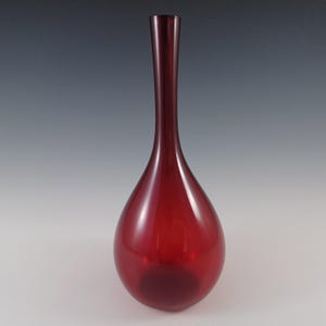 Elme Glasbruk Swedish Red Vintage Glass Stem Vase