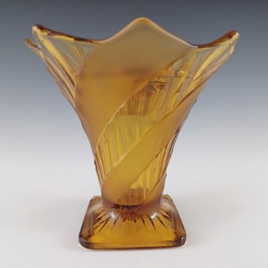 Walther & Söhne Art Deco Amber Glass &#39;Regina&#39; Vase