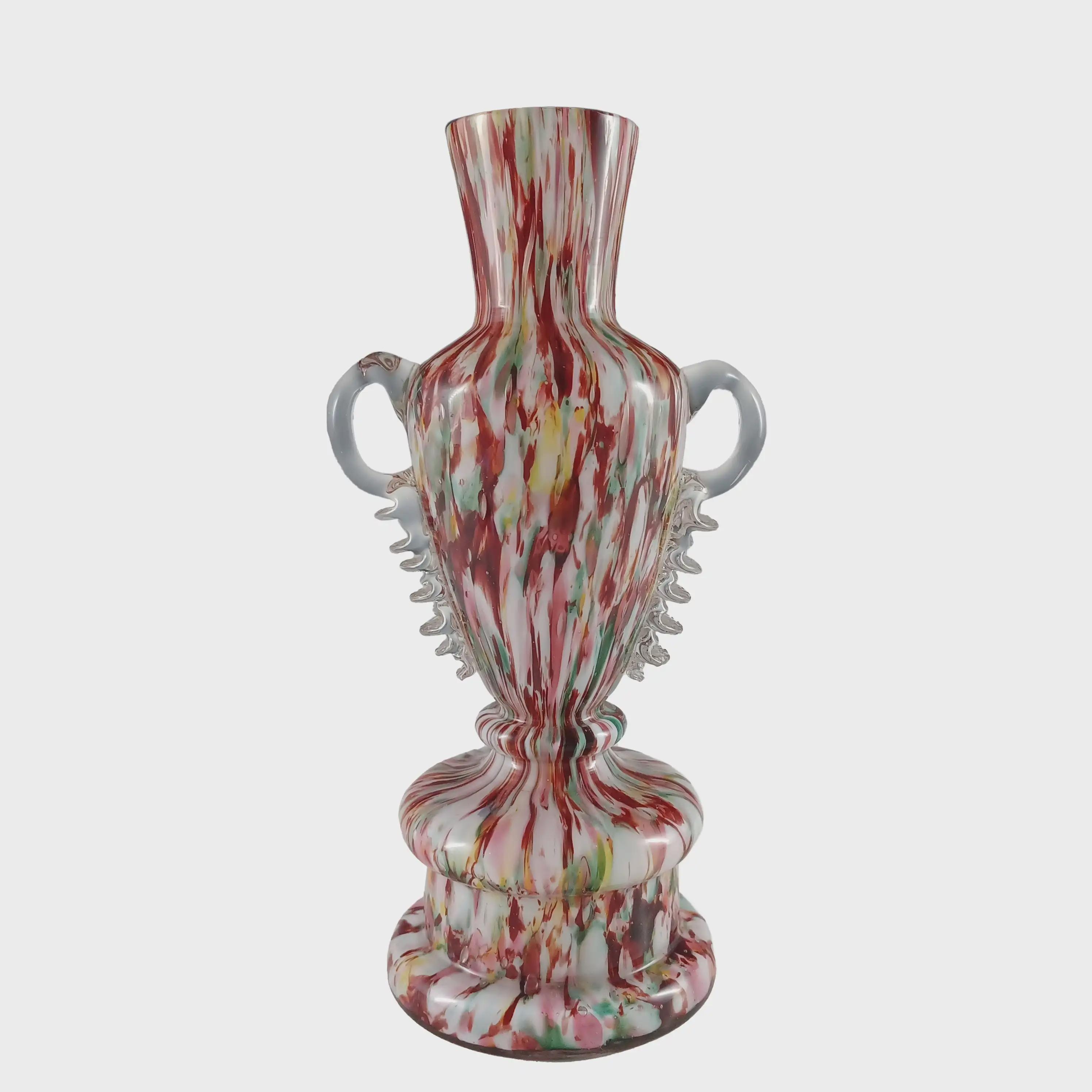 Welz Bohemian Honeycomb Spatter Glass Trophy Vase - Etsy