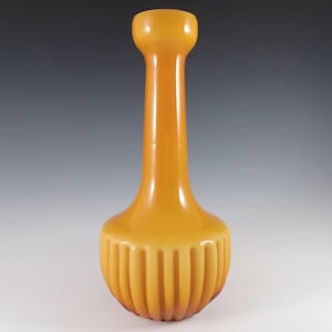 Large Italian Empoli Vintage Retro Amber Cased Glass Vase