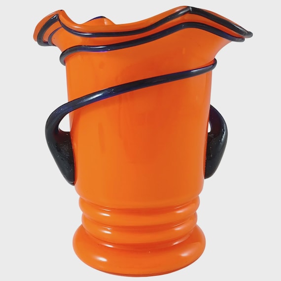Czech Art Deco 1940's Orange & Blue Tango Glass Vase - Etsy