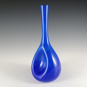 Elme Swedish Blue Cased Glass &#39;Dimpled&quot; Vase by Gunnar Ander