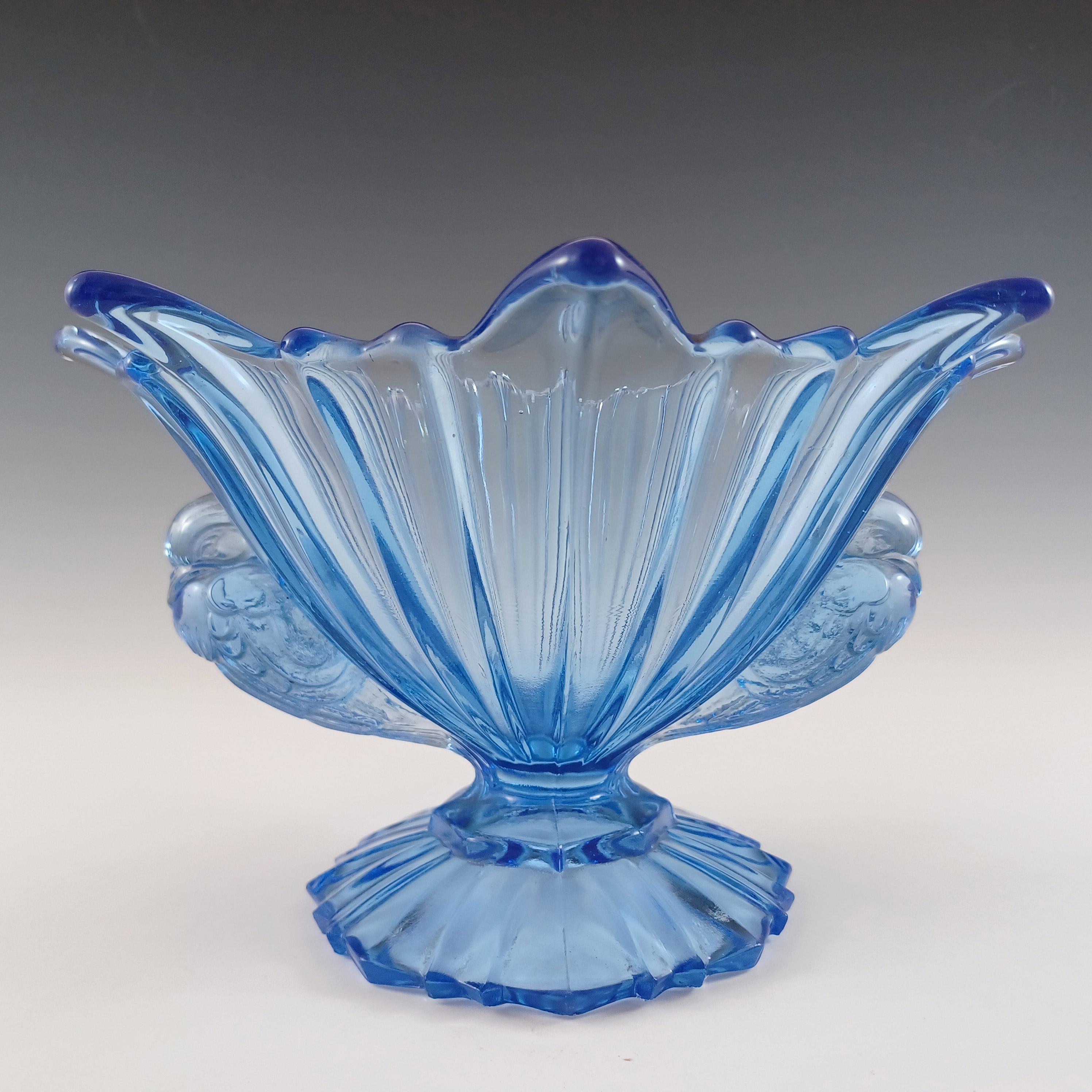 STS Abel Art Deco 1930's Blue Glass Bird Centrepiece Bowl - Etsy
