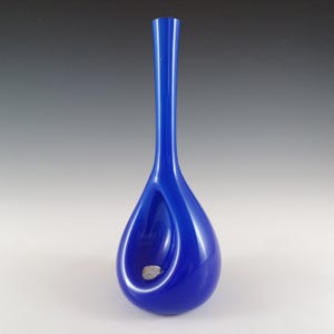 Elme Scandinavian Blue Cased Glass &#39;Dimpled&quot; Vase by Gunnar Ander