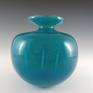 SIGNED & DATED 1983 Mdina &#39;Ming&#39; Blue Glass Globe Vase