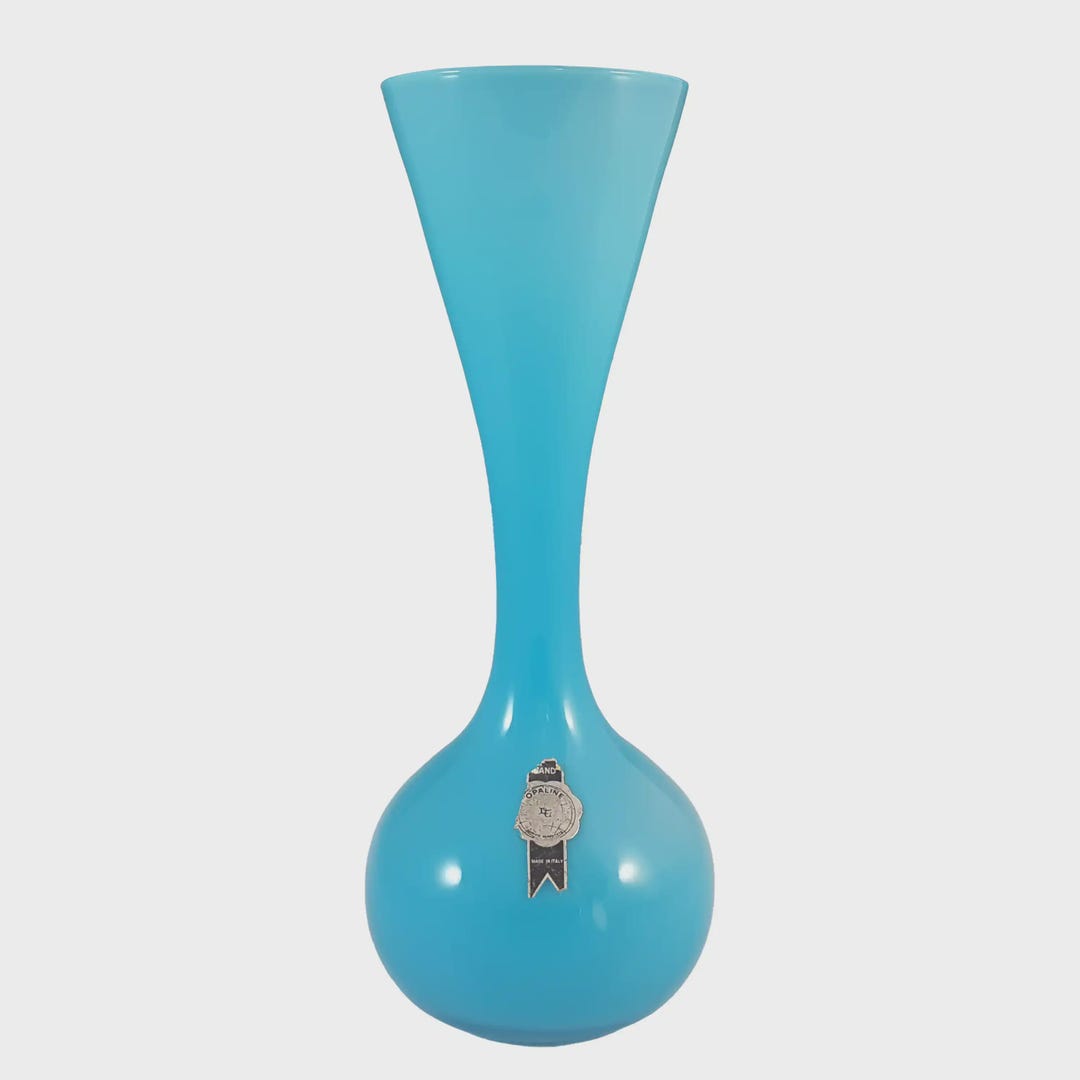 LABELLED Cristalleria La Toscana Empoli Vintage Italian Blue Glass
