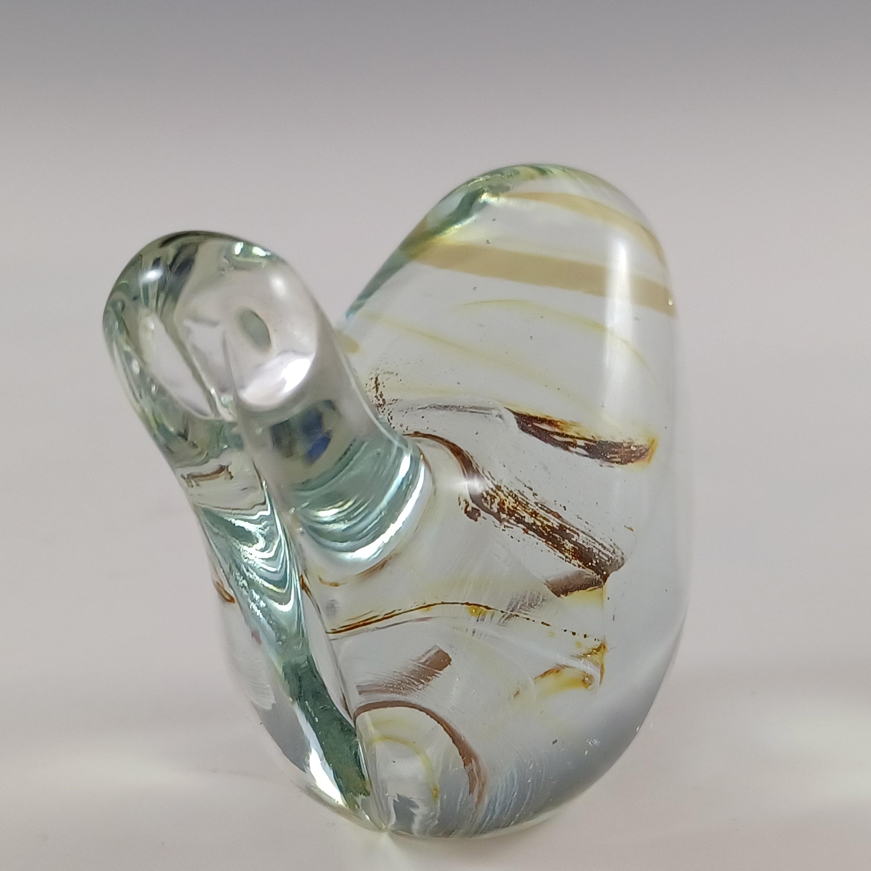 LABELLED Isle of Wight Studio Yellow, Brown & Clear Glass Bird