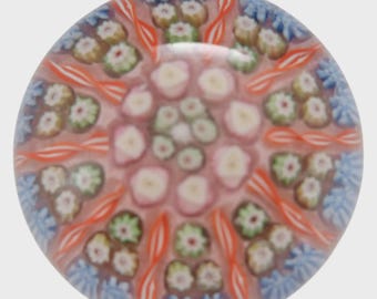 Strathearn #P8 Scottish Millefiori Lattice Pink Glass Paperweight