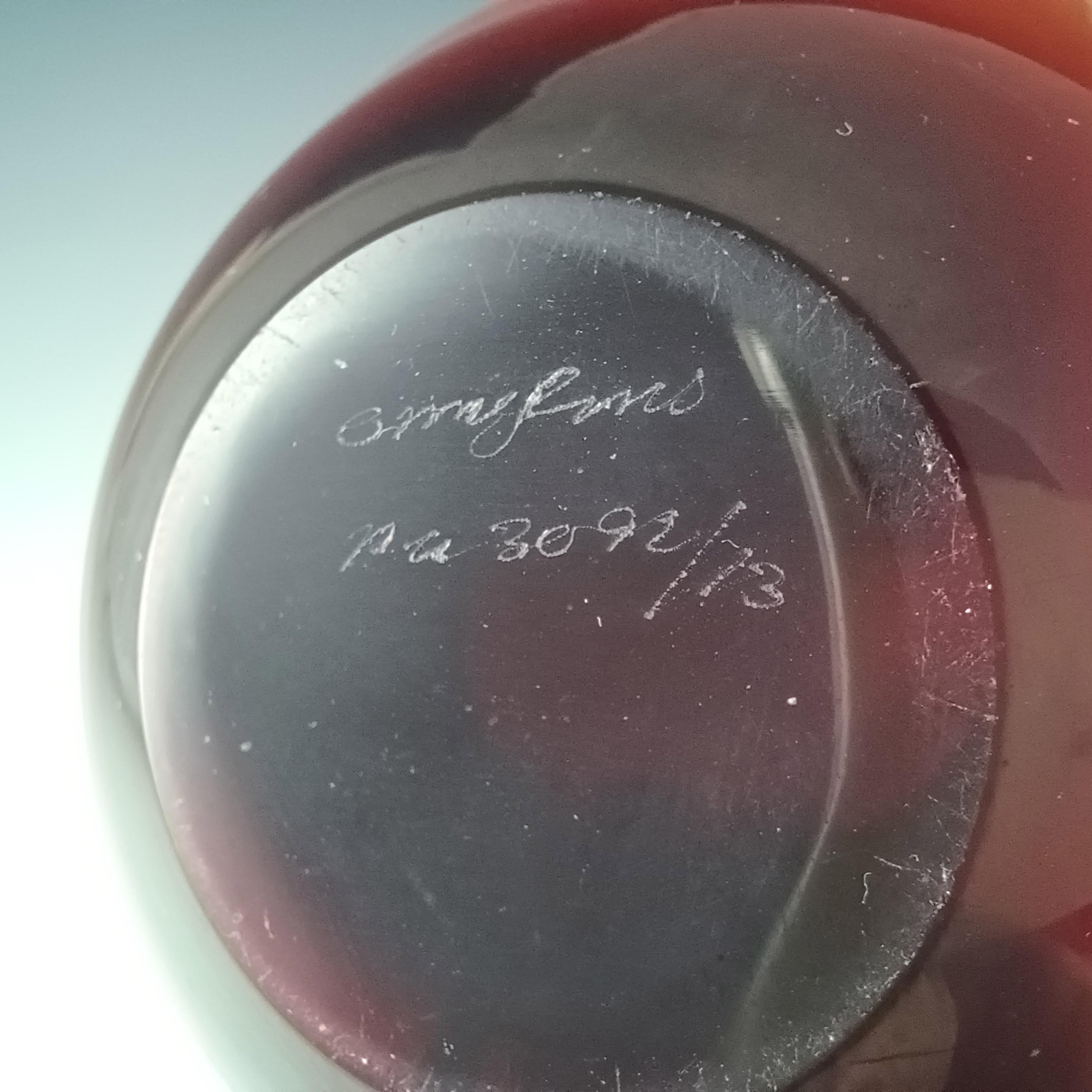 サイン入り Orrefors Sven Palmqvist ブラウン ガラス 円形ボウル - PU